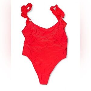 Forever 21 Red Ruffle One Piece Swimsuit
